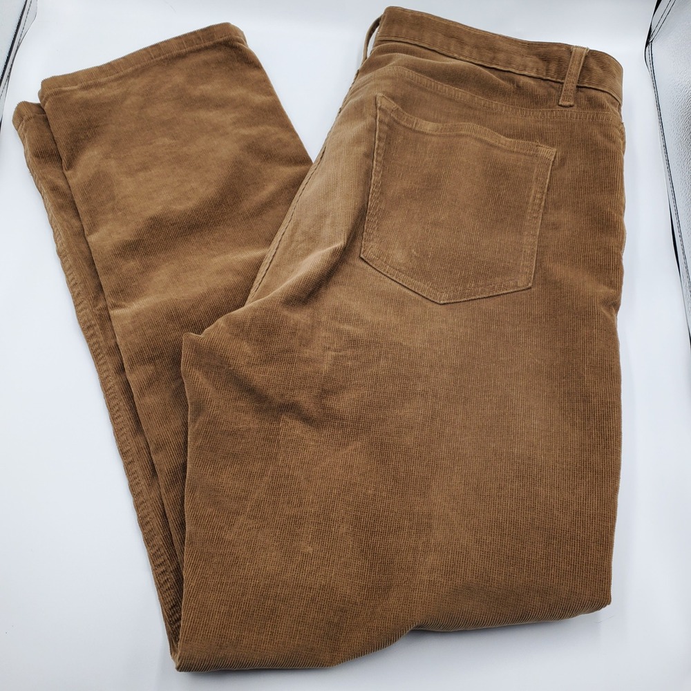 Flint and Tinder Mens Straight Fit Corduroy Pants Brown 35x31 Stretch fadding